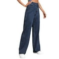 thumbnail image 1 of Straight Leg Jeans for Women Button Zipper Pockets Length Pants Jeans Wide Leg Baggy High Waisted Stretch Jeans Trendy Casual Street Clothes, 1 of 7