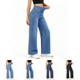 thumbnail image 1 of Straight Leg Jeans for Women High Waisted Stretch Denim Pants with Pocket, Fashion Casual Elastic Waist Slim Fit Jean, 1 of 5