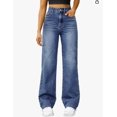 thumbnail image 1 of Straight Leg Jeans for Women,High Waisted Wide Leg Loose Microelastic Boyfriend Denim Pants, 1 of 7