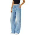 thumbnail image 1 of Straight Leg Jeans for Women,High Waisted Wide Leg Loose Microelastic Boyfriend Denim Pants, 1 of 8