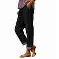 thumbnail image 1 of Straight Leg Jeans for Women Pockets Stretchy Faux-Denim Long Pants High Waisted Dressy Casual Pull-On Trouser (L, Black), 1 of 8