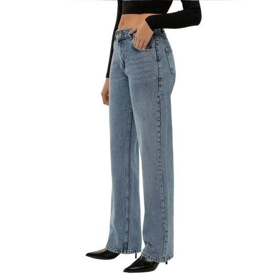 Straight Leg Medium Rise Jean