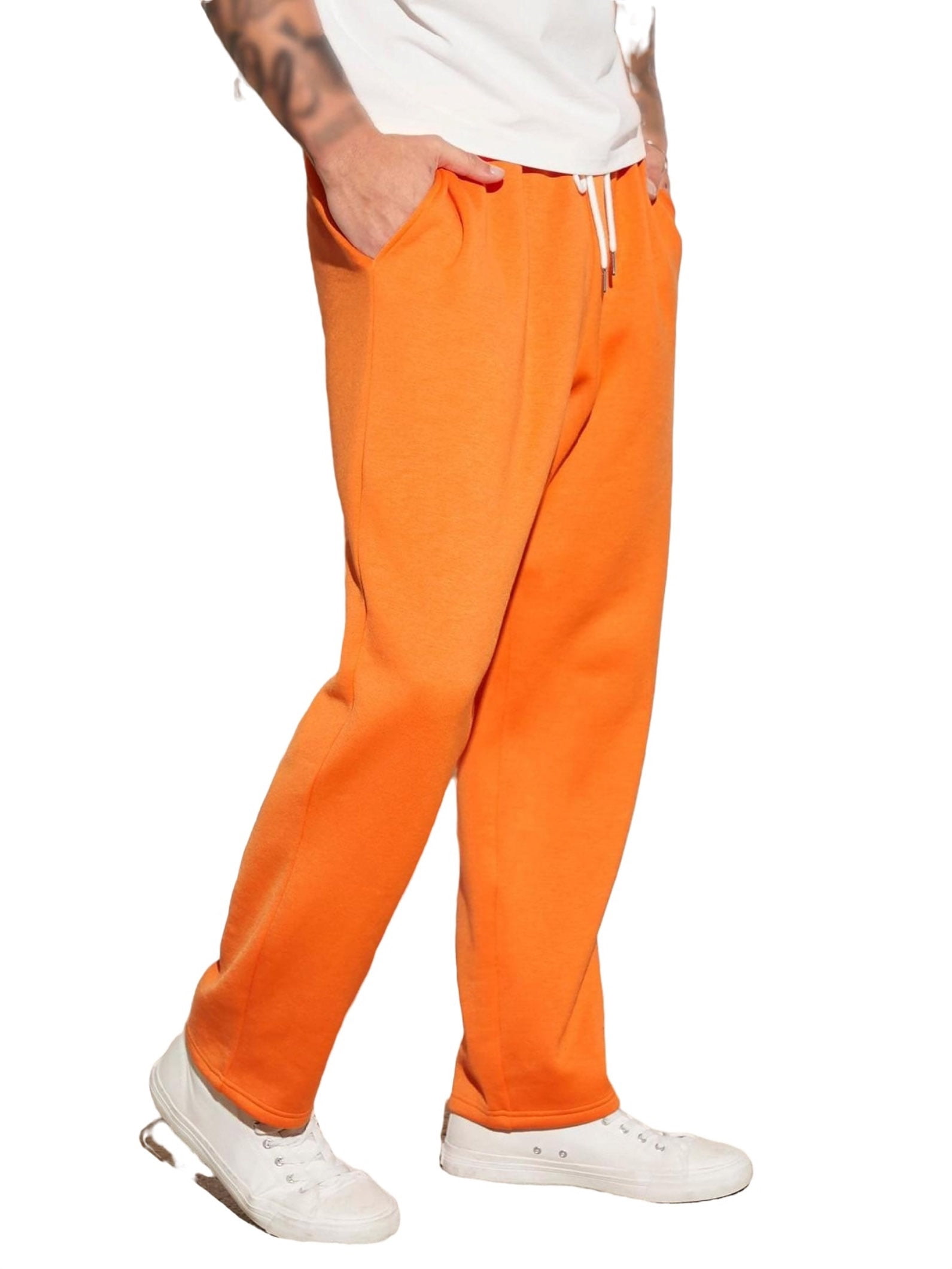 Straight Leg Orange Men Sweatpants Mens 2692