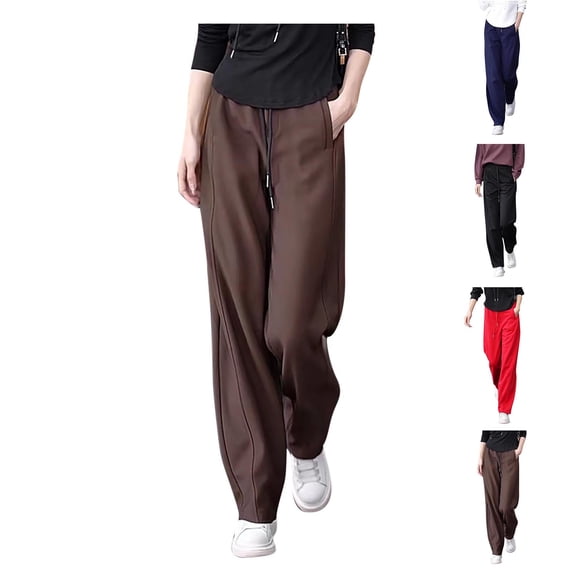 Straight Leg Pants Women Casual Solid Color Sports Trousers Work Office Slacks Professional Style Gifts for Women | CSEONE,Red XL