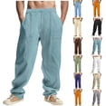 thumbnail image 1 of Straight Leg Pants for Men Fashion Loose Drawstring Girdle Leg Pants with Pockets Prom Night Formal, 1 of 7