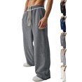 thumbnail image 1 of Straight Leg Pants for Men Textured Waist Drawstring Elastic Waist Sweatpants Prom Night Formal, 1 of 5