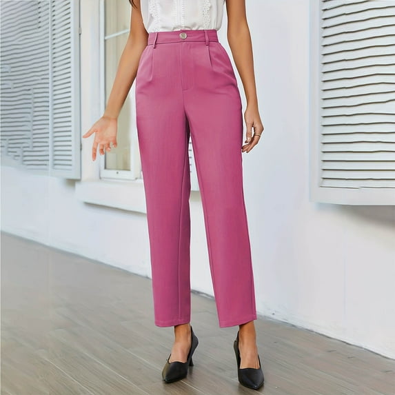 Straight Leg Pants for Woman High Waist Trendy Pants with Pockets for Work and Casual