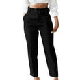 thumbnail image 1 of Straight Leg Pants for Women Casual Solid Drawstring Cargo Pants Straight Leg Wide Leg Pants with Pockets, 1 of 6