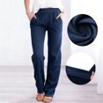 thumbnail image 1 of Straight Leg Pants for Women Elastic Waistband Stretchy Casual Pants Fashion Loose Fit High Waisted Jeggings Dark Blue Pant,Size S-3XL, 1 of 10
