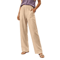 thumbnail image 1 of Straight Leg Pants for Women High Waist Stretchy Slim Fit Trousers with Pockets Solid Color Comfy Cotton Lounge Work Pants,Sizes S-2XL, 1 of 7
