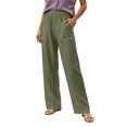 thumbnail image 1 of Straight Leg Pants for Women High Waist Stretchy Slim Fit Trousers with Pockets Solid Color Comfy Cotton Lounge Work Pants,Sizes S-2XL, 1 of 7
