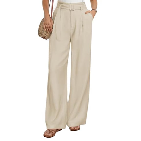 Straight Leg Pants for Women with Pockets High Waist Fashion Summer Travel Vacation Clothes