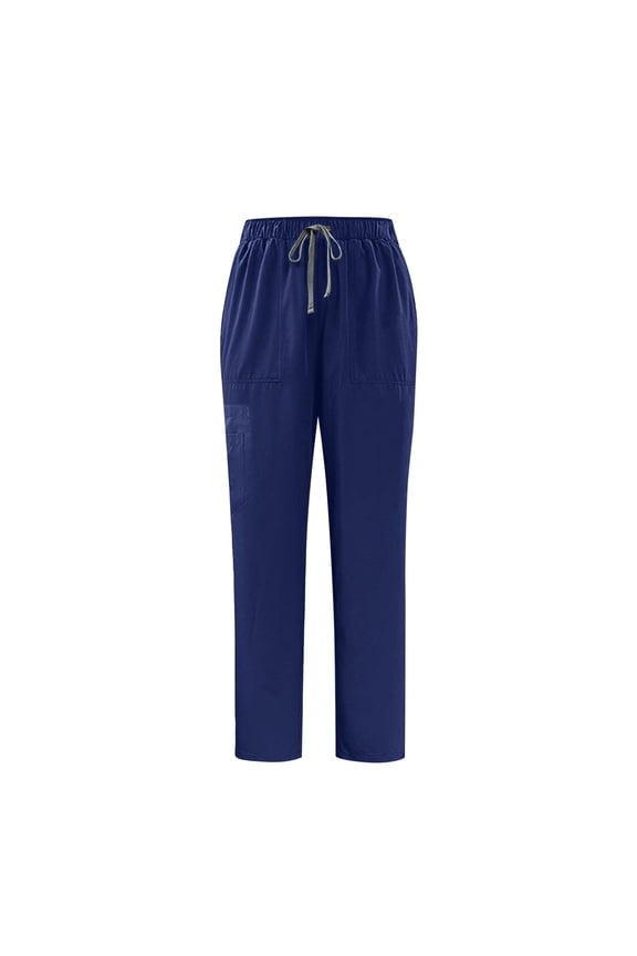 Straight Leg Scrub Pants for Men Women, Drawstring Soft Stretch, Anti-Wrinkle Easy Care Scrub Pants with Pockets
