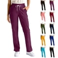 thumbnail image 1 of Straight Leg Scrub Pants for Women with Pockets & Drawstring Women's Scrub Pants, Mid-Rise Straight Fit Casual Pants Red 2XL, 1 of 5