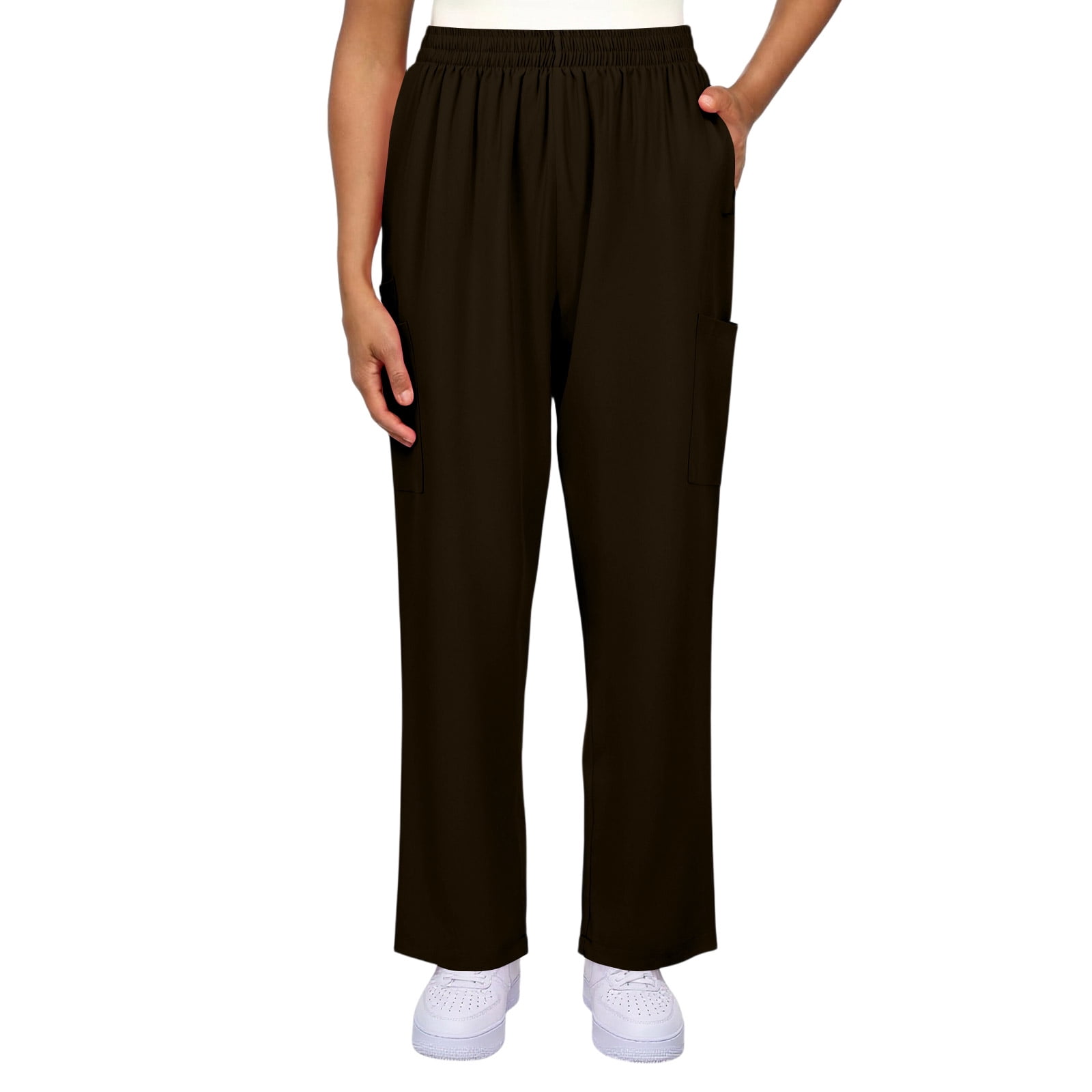 Straight Leg Scrub Pants for Women with Pockets High Rise Soft Stretch ...