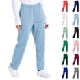 thumbnail image 1 of Straight Leg Scrub Pants for Women with Pockets Scrub Pants Mid Rise Straight Fit Cargo Pants Soft Stretch Summer Pants Light Blue M, 1 of 4