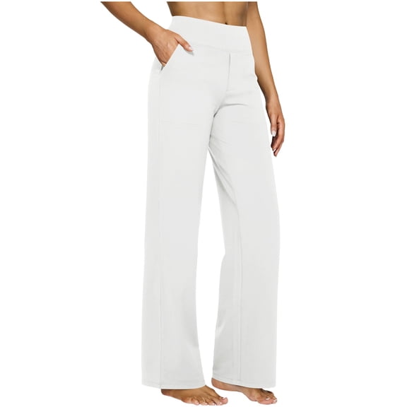 Straight Leg Suit Pants for Women Stretch High Waisted Yoga Pants Dressy Business Casual Trousers with Pockets