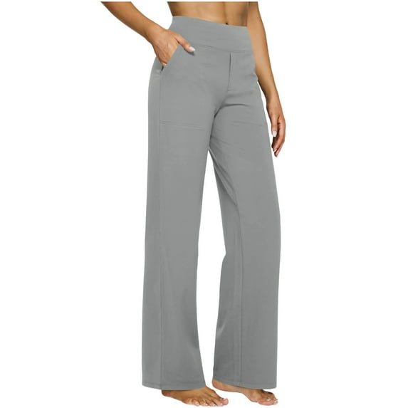 Straight Leg Suit Pants for Women Stretch High Waisted Yoga Pants Dressy Business Casual Trousers with Pockets