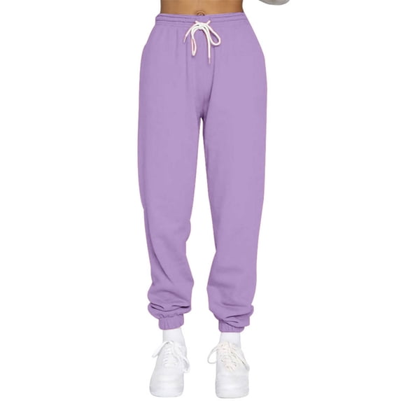 Straight Leg Sweat Pants for Women Long Pants with Drawstring Wide Leg Cargo Trousers Baggy Joggers Workout Tracksuit Bottoms