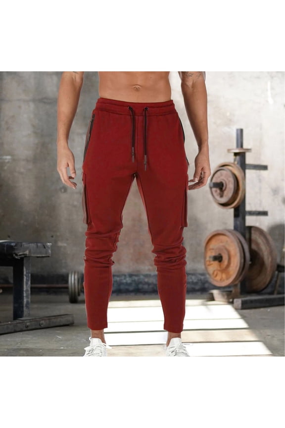 Straight Leg Sweatpants Men Men'S Pantalones Mens Sweatpants Hiking Pocket, Workwear Clothes Wine Track Pants
