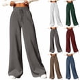 thumbnail image 1 of Drawstring Elastic Waist Sweatpants Women, Straight Leg Loose Fit Casual Pants, Solid Color Lounge Pants Trousers, Relaxed Fit Workout Joggers, Mother's Day Gifts | CSEONE,Army Green L, 1 of 7