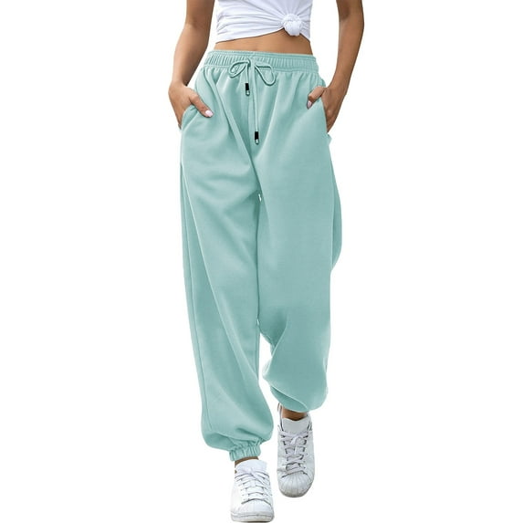 Straight Leg Sweatpants Women Sweatpants Women Drawstring Jogging Pants With Pockets Elastic Waist Sweat Pants Women Light Blue XXL