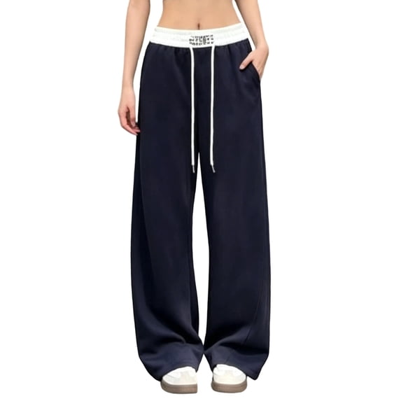 Straight Leg Sweatpants for Women Drawstring Pocket Elastic Waist Casual Sports Fitness Travel Lounge Pants