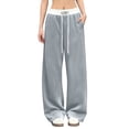 thumbnail image 1 of Straight Leg Sweatpants for Women Drawstring Pocket Elastic Waist Casual Sports Fitness Travel Lounge Pants, 1 of 3