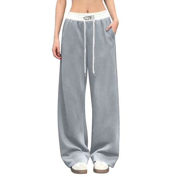 Straight Leg Sweatpants for Women Drawstring Pocket Elastic Waist Casual Sports Fitness Travel Lounge Pants