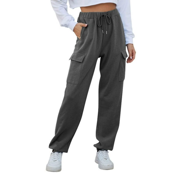 Straight Leg Sweatpants for Women Solid Color Pocket Corset High-Waisted Sweatpants Long Pants Pants Women