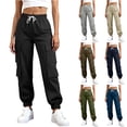 thumbnail image 1 of Straight Leg Work Pants for Women, Professional Button Pocket Trousers Slacks, Casual Office Pants with Stretch, Business Casual Gifts for Women | CSEONE,Army Green XL, 1 of 9