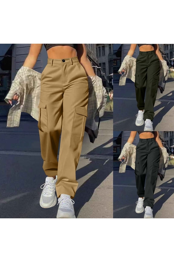 Straight Leg Work Pants for Women, Button Pocket Trousers Slacks, Casual Office Professional Style Gifts for Women | CSEONE,Dark Gray XL