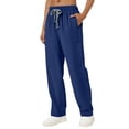thumbnail image 1 of Women's Scrub Pants Mid Rise Straight Leg Pull-on Cargo Pant with 4 Pockets & 4 Way Stretch Fabric Dark Blue S, 1 of 4