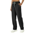 thumbnail image 1 of Women's Scrub Pants Mid Rise Straight Leg Pull-on Cargo Pant with 4 Pockets & 4 Way Stretch Fabric Black S, 1 of 4