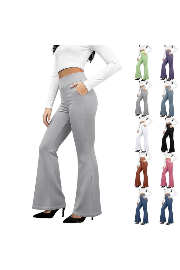Straight Leggings Bottoms Wide Leg Pants for Women High Waist Stretch Casual Sweatpants Sky Blue 2XL