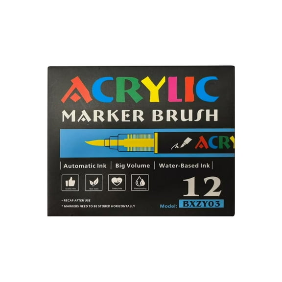 Straight Liquid Acrylic Marker Pen 12/24/36/48/60/80/120 Color Soft Head Student Art DIY Hand-painted Drawing Doodle Pen 10ml