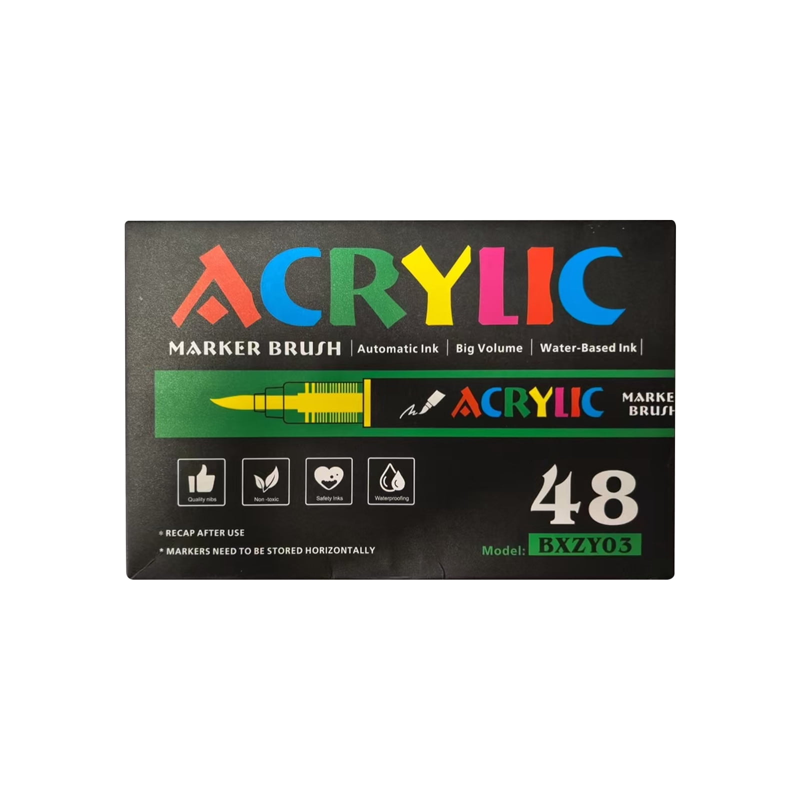 Straight Liquid Acrylic Marker Pen 12/24/36/48/60/80/120 Color Soft Head Student Art DIY Hand-painted Drawing Doodle Pen 10ml