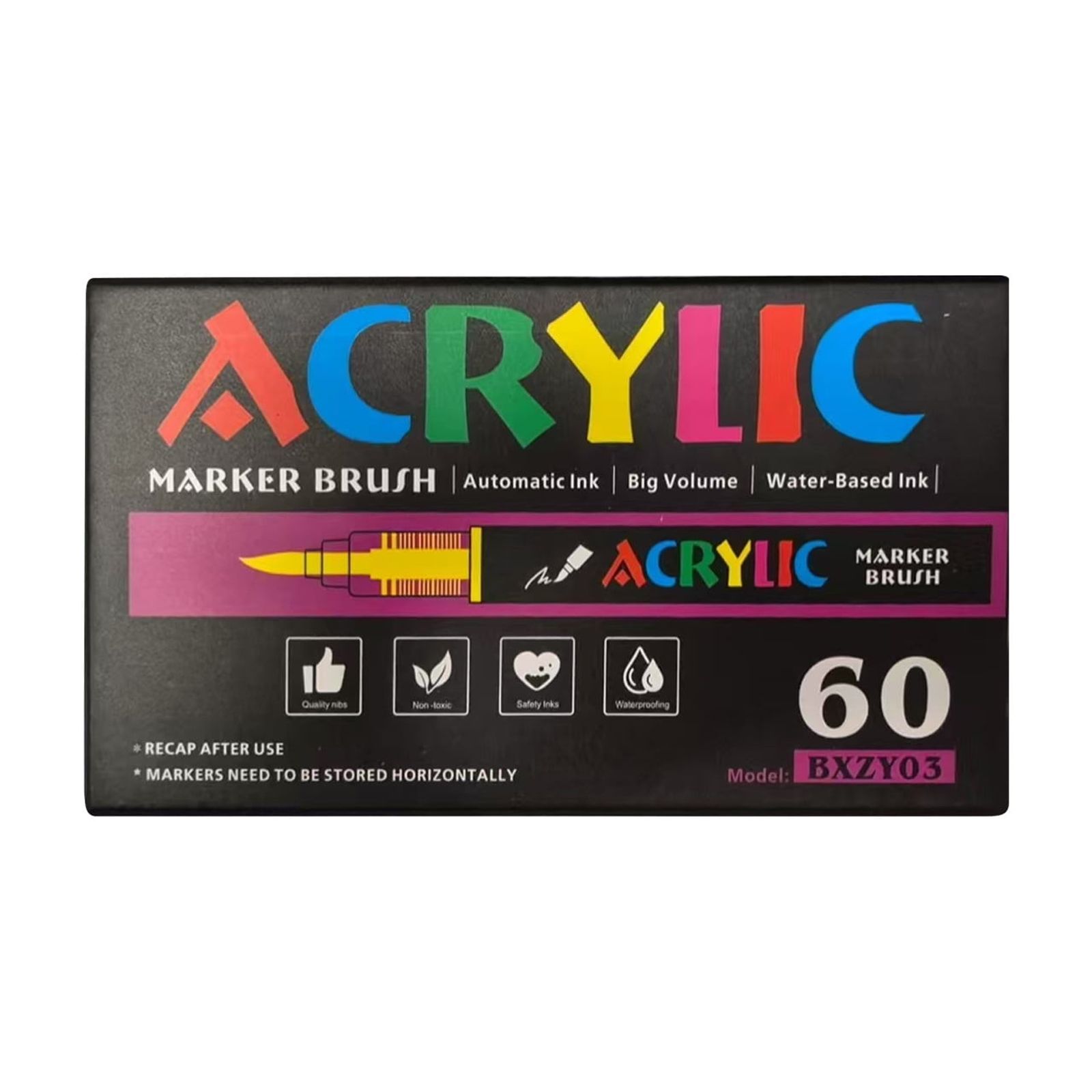 Straight Liquid Acrylic Marker Pen 12/24/36/48/60/80/120 Color Soft Head Student Art DIY Hand-painted Drawing Doodle Pen 10ml