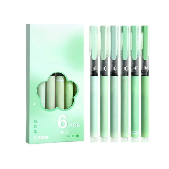 Straight Liquid Pen 0.5mm Fast Drying Ballpoint Pen, Macaroon Color High Capacity Black Ink Pen For Student Exam Note Taking, 6 Pack Smooth Writing Stationery