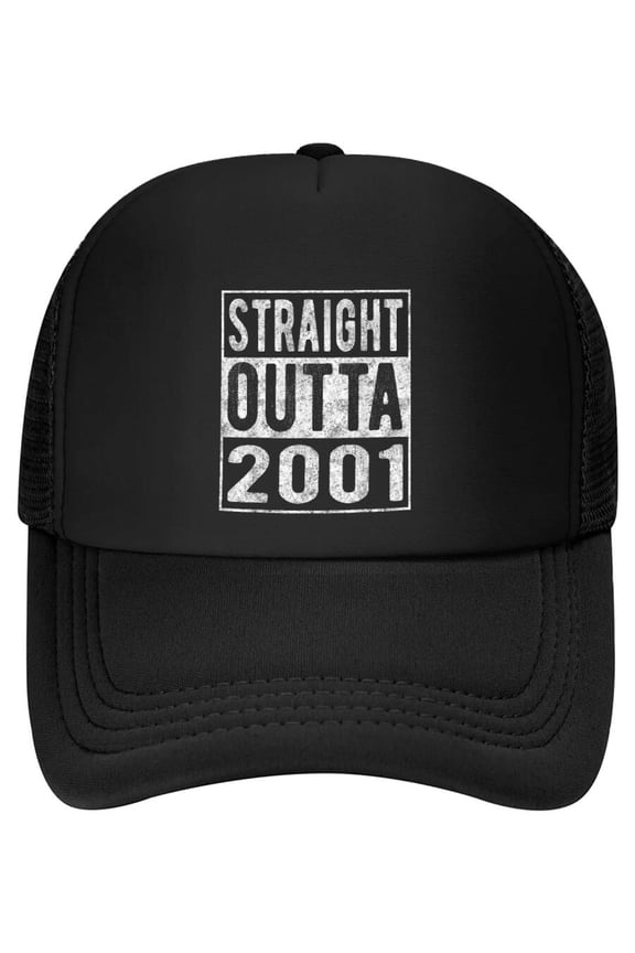 Straight Outta 2001, Fun Distressed Born 2001 Birthday Gift Baseball Cap