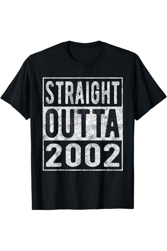 Straight Outta 2002, Fun Distressed Born 2002 Birthday Gift T-Shirt, Unisex T-Shirt