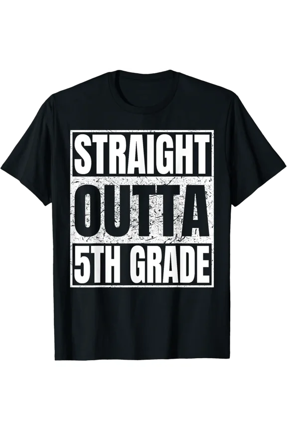 Straight Outta 5Th Grade Funny Class Of 2026 Grad Graduation T-Shirt All Size S-5Xl
