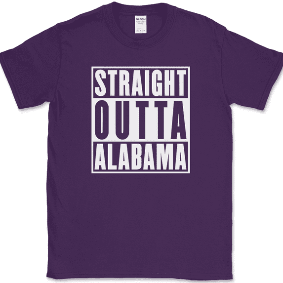 Straight Outta Alabama T-Shirt Funny State Pride Humor Local Gift Text Tee - Purple, 2XL