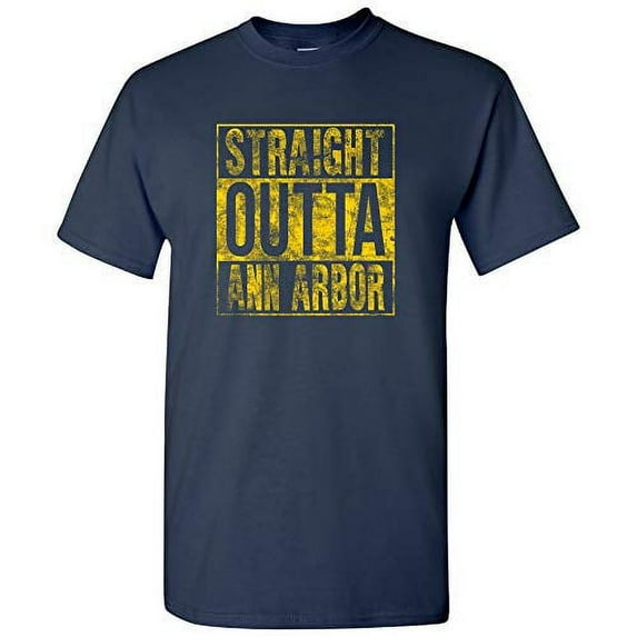 Straight Outta Ann Arbor Basic Cotton T-Shirt - Large - Navy
