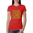 thumbnail image 1 of Straight Outta Arizona ARI Fan | Fantasy Baseball Fans | Womens Sports Slim Fit Junior Tee, Red, Large, 1 of 4