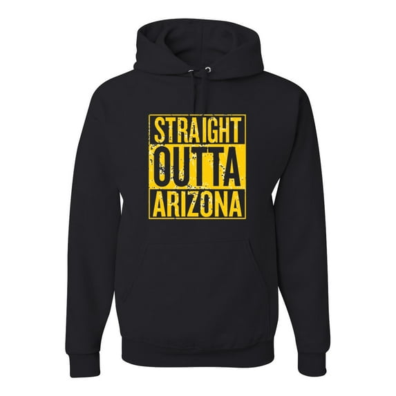 Straight Outta Arizona ARI Fan | Fantasy Football | Mens Sports Hooded Sweatshirt Graphic Hoodie, Black, Medium