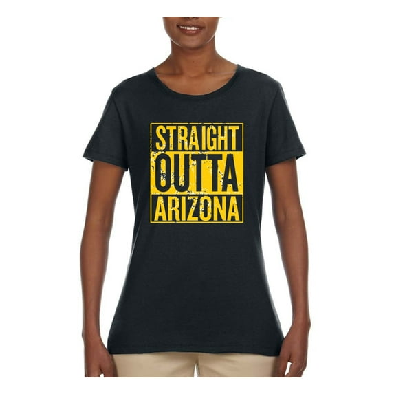 Straight Outta Arizona ARI Fan | Fantasy Football | Womens Sports Graphic T-Shirt, Black, Small