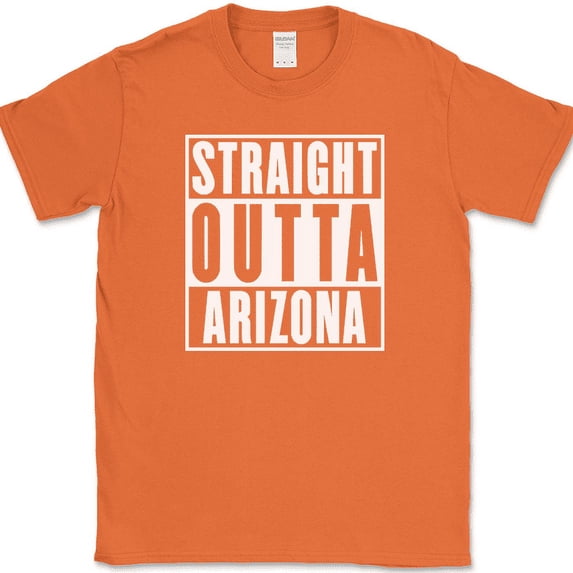 Straight Outta Arizona T-Shirt Funny State Pride Humor Local Gift Text Tee - Orange, 2XL