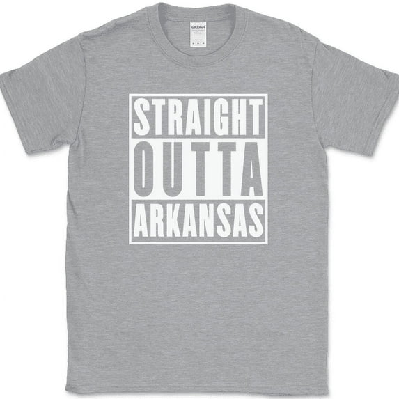 Straight Outta Arkansas T-Shirt Funny State Pride Humor Local Gift Text Tee - Heather Grey, 3XL