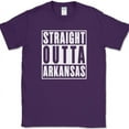 thumbnail image 1 of Straight Outta Arkansas T-Shirt Funny State Pride Humor Local Gift Text Tee - Purple, L, 1 of 1